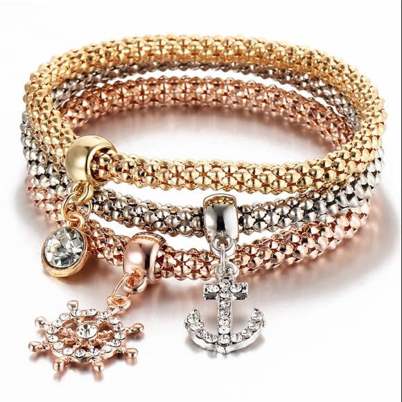 None Jewelry - 🔥3/$25🔥 Anchor & Rhinestone Charm Bracelet